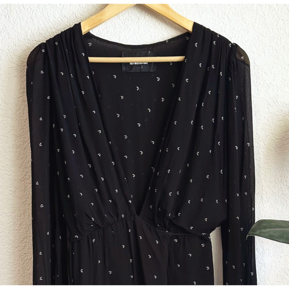 Reformation Laughlin Wrap Mini Dress Small Chiffon Star Print Cocktail Glam - Picture 2 of 10